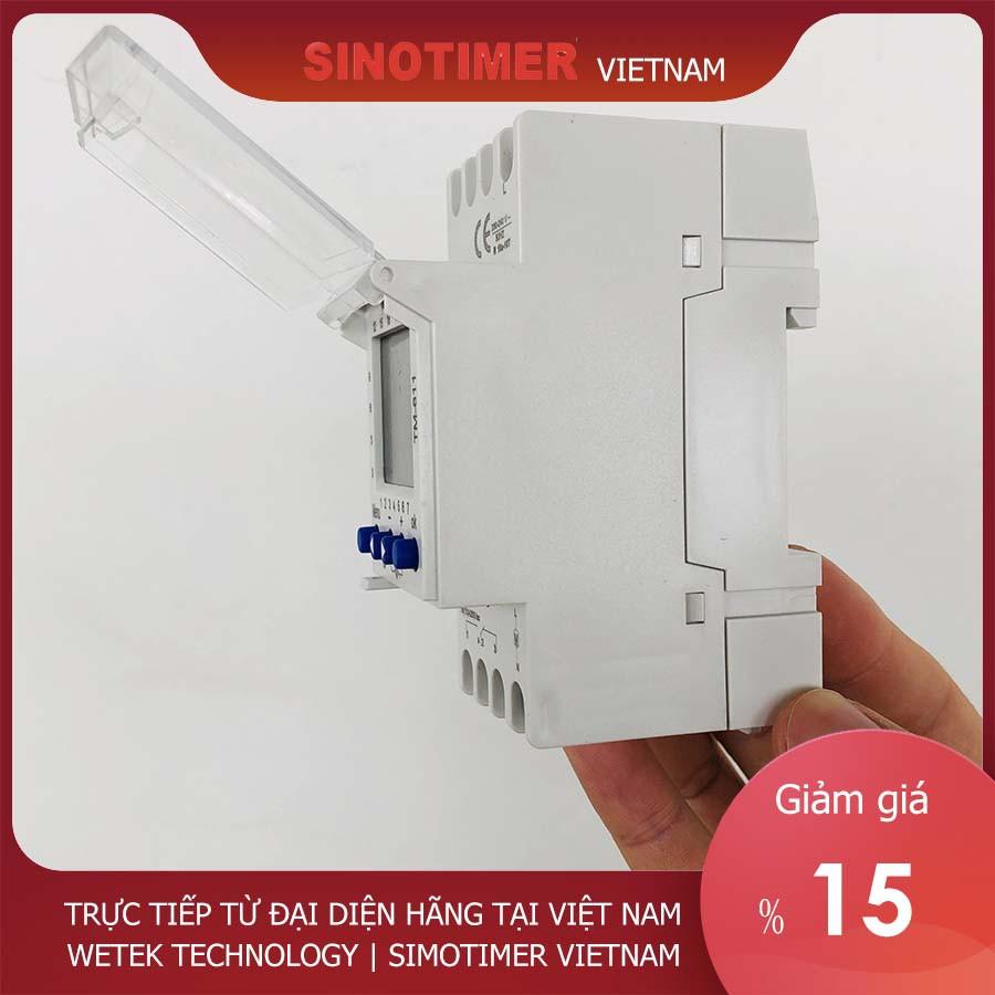 Timer 24h 7 ngày Sinotimer TM 611, 16A, cài theo 1 phút, 58 chương trình on off mỗi ngày, hàng loại công nghiệp