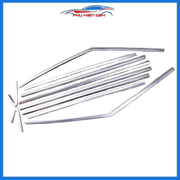 Bộ nẹp viền chân kính, cong kính Inox Carnival 2021-2022-2023 cao cấp như bản đủ trang trí bảo vệ xe hơi