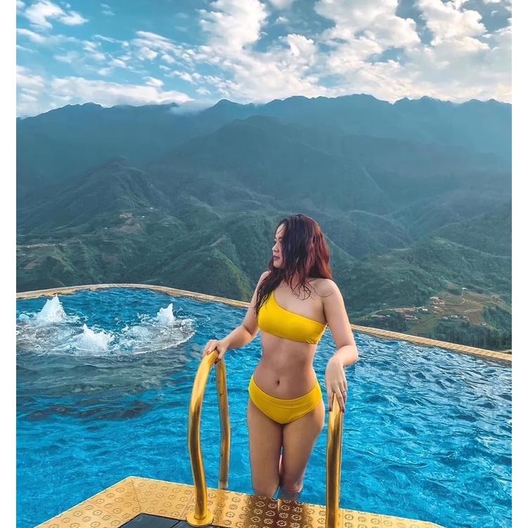 Bikini áo 1 vai, quần cạp cao_Lucy