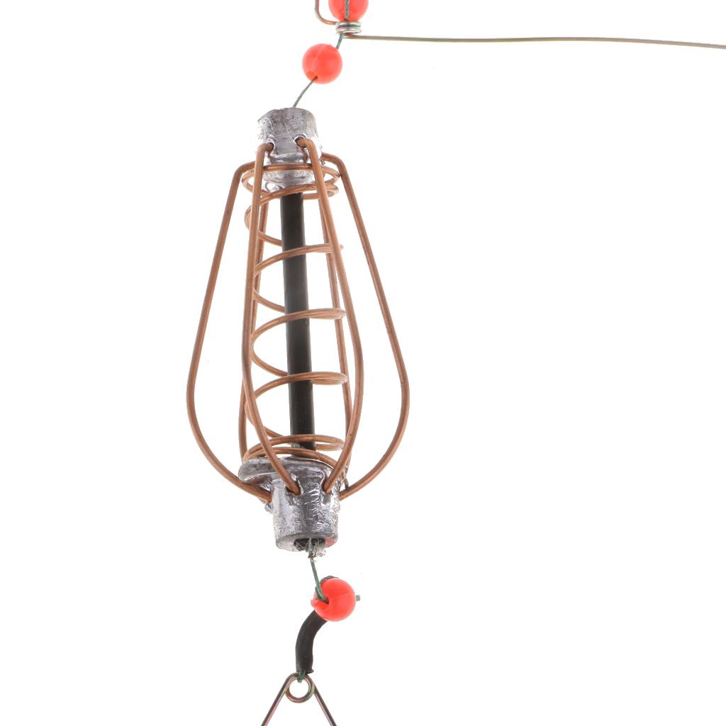 Fishing Feeder Basket Holder Fishing Bait Cage with Line Hooks Sinker 20g