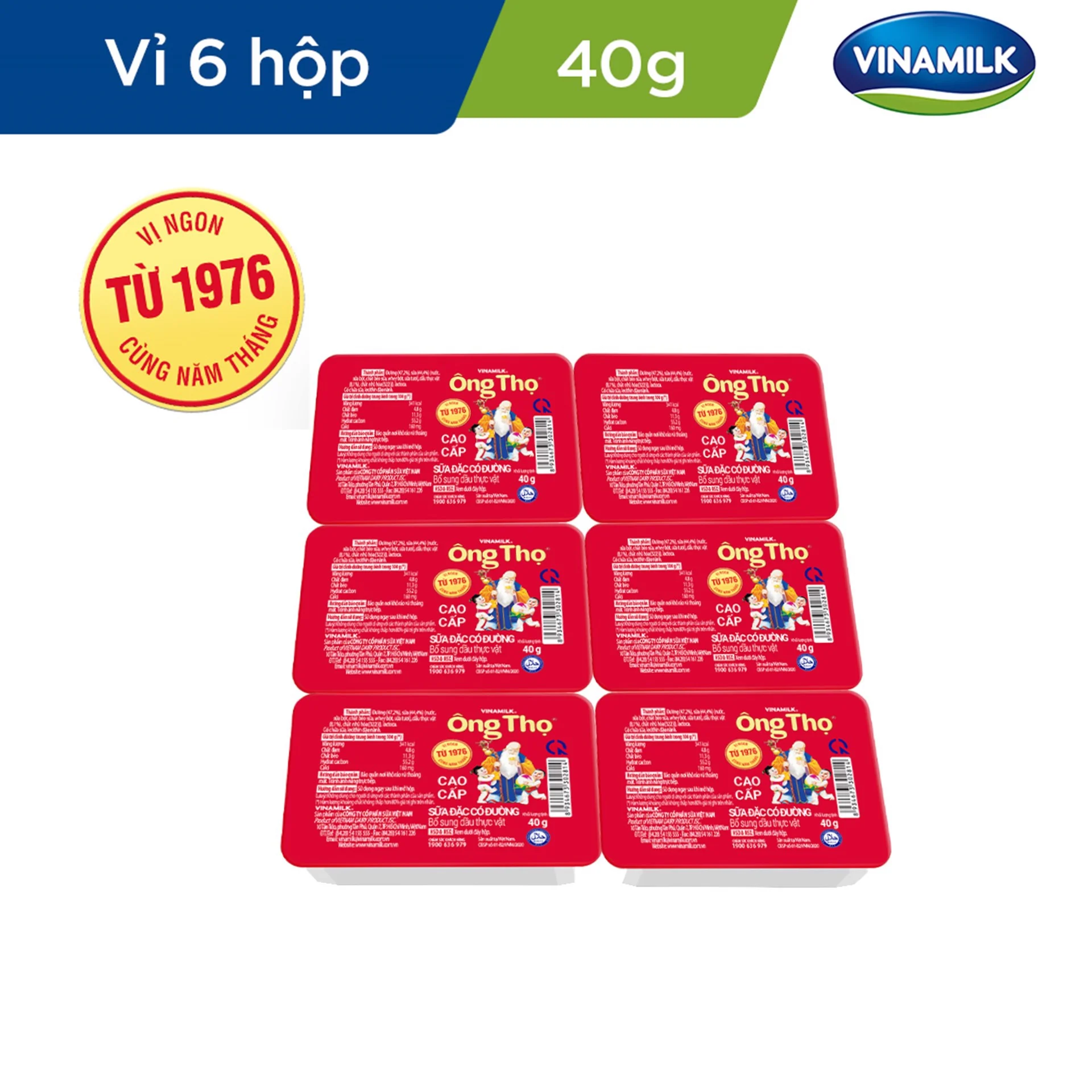 COMBO 4 VỈ SỮA ĐẶC CÓ ĐƯỜNG ÔNG THỌ ĐỎ - VỈ 6 HỘP X 40G