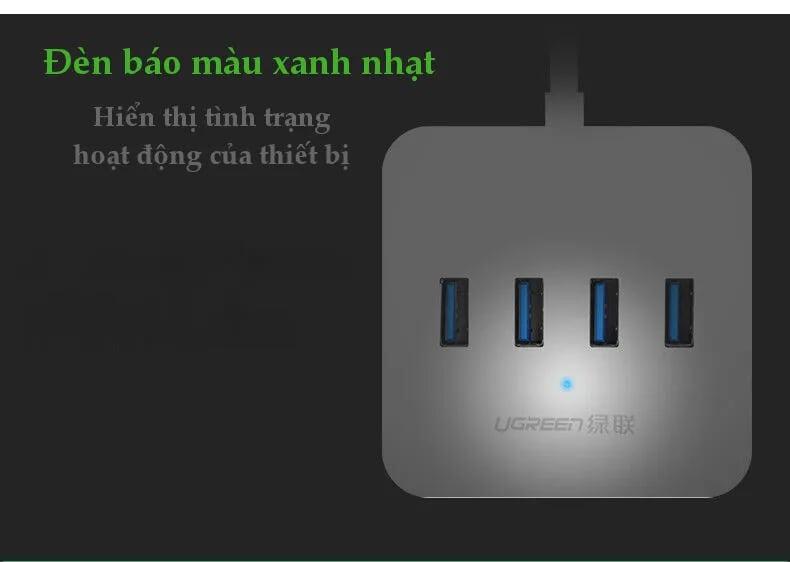 Ugreen UG3031630316TK Màu Trắng Bộ chuyển đổi TYPE C sang 4 USB 3.0 hỗ trợ nguồn + vỏ bọc nhựa ABS - HÀNG CHÍNH HÃNG