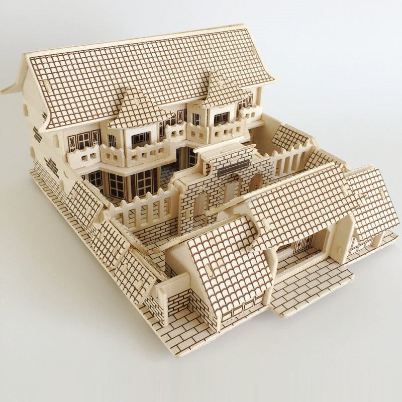 Đồ chơi lắp ráp gỗ 3D Mô hình Nhà cổ G-J073