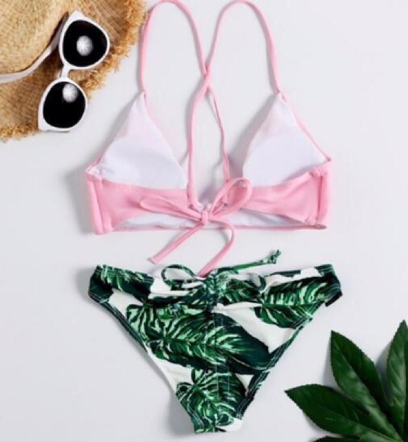 Bikini 2 mảnh quần lá phối áo màu siêu xinh