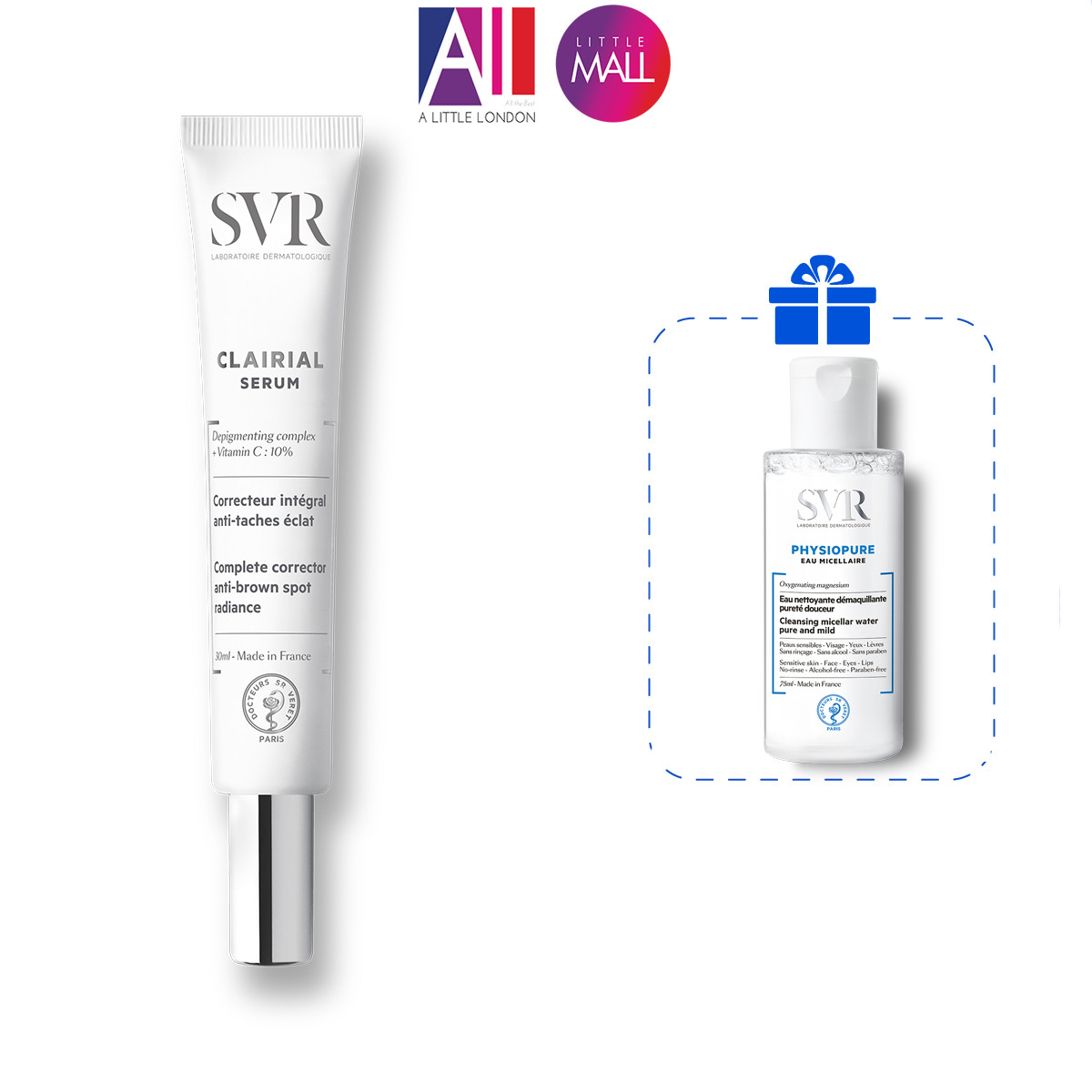 Tinh chất mờ đốm nâu, làm sáng và mềm mịn da SVR clairial serum 30ml TẶNG tẩy trang SVR