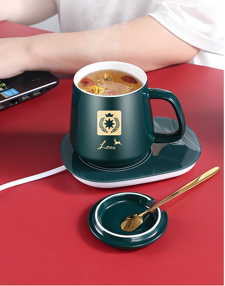 Bộ Cốc Hâm Nóng Giữ Nhiệt 55 Độ, Tặng Thìa Mạ Vàng Cao Cấp - Cốc Uống Trà - Cafe - Sữa Nóng