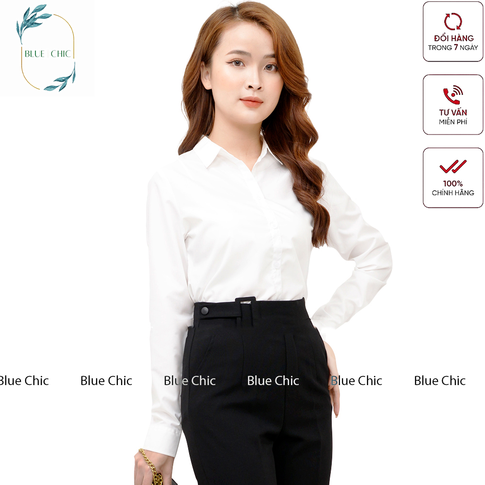 Áo sơ mi nữ Blue Chic công sở dáng suông vải mềm thoáng mát sơ mi dài tay nữ