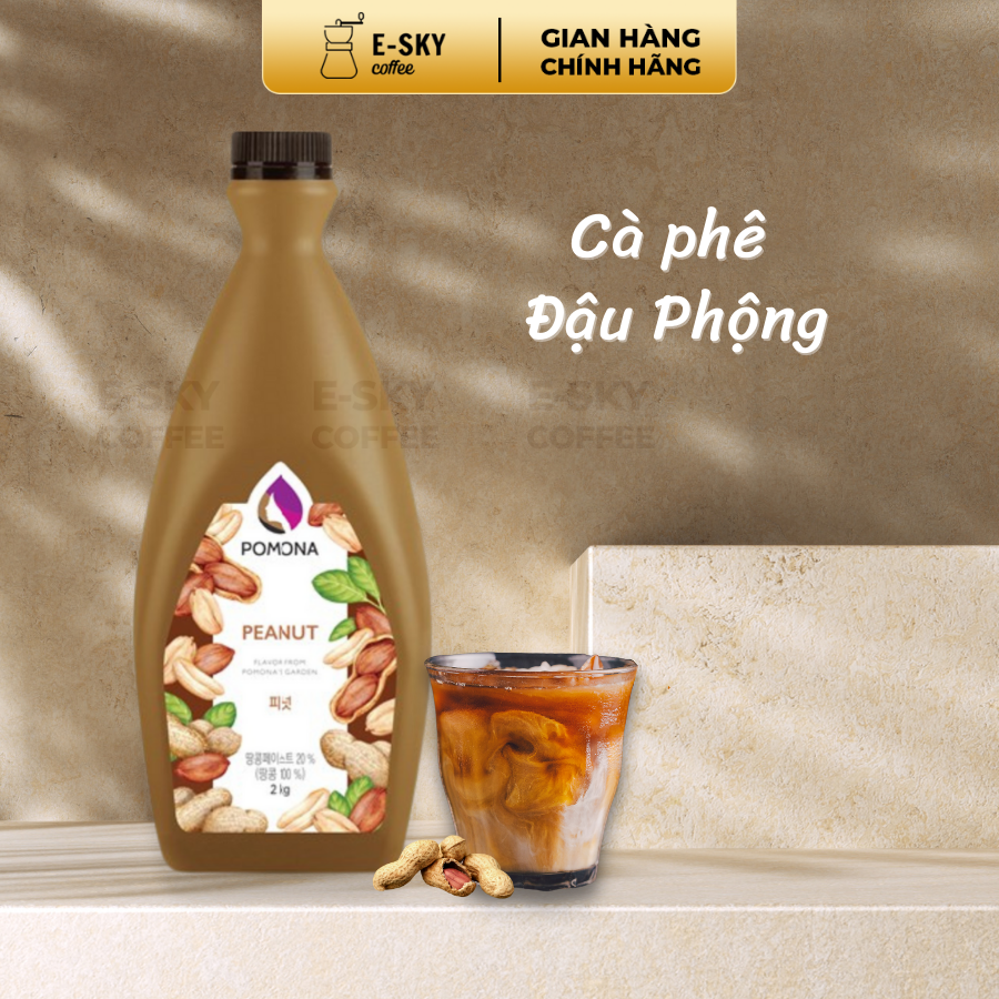 Sốt Đậu Phộng POMONA Peanut Sauce Nguyên Liệu Pha Chế Hàn Quốc Chai 2kg