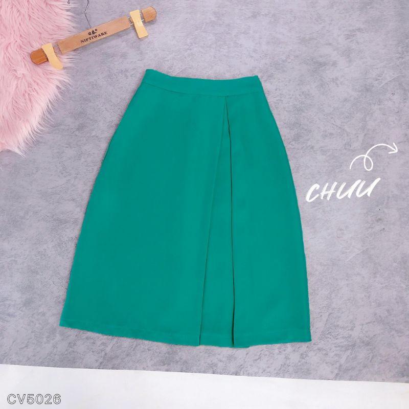 Chân Váy A dáng dài công sở ly bung phía trước 60cm