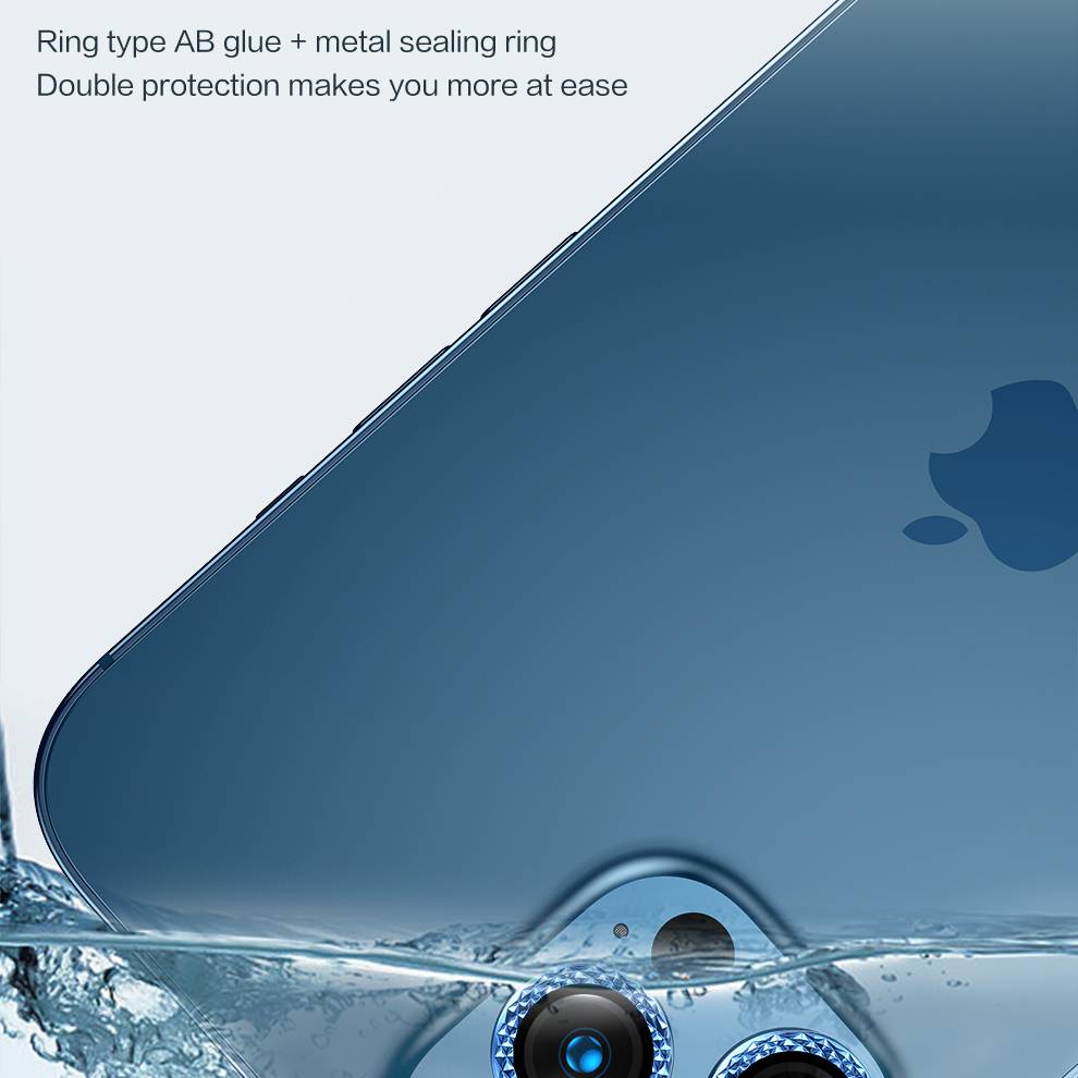 Bộ miếng dán kính cường lực Camera Diamond đính đá cho iPhone 12 Pro Max hiệu HOTCASE Kuzoom Lens Ring bảo vệ camera mang lại khả năng chụp hình sắc nét full HD (độ cứng 9H, chống trầy) - hàng nhập khẩu