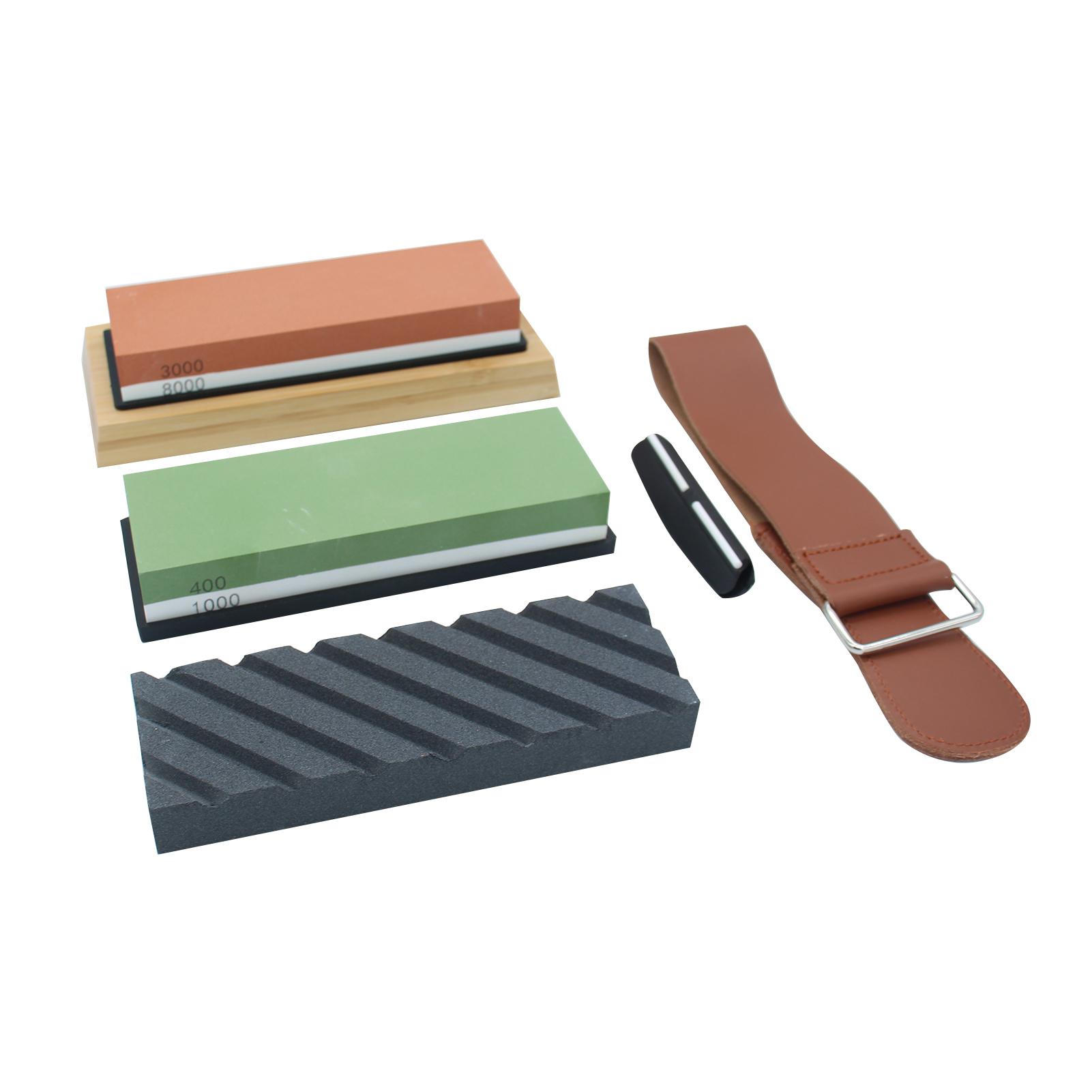 Bộ đá mài 2 mặt giá đỡ bằng silicon đế tre khuôn da, đá làm phẳng và thanh dẫn góc