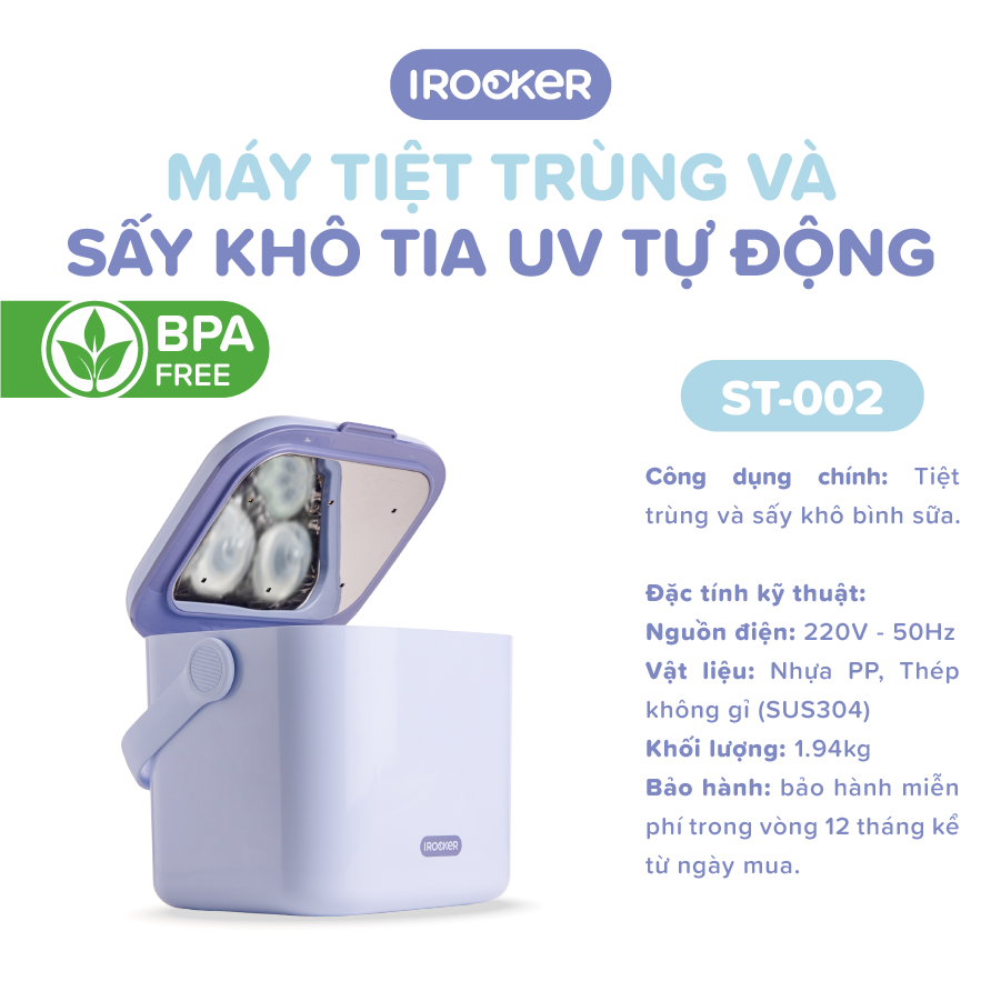Máy tiệt trùng và sấy khô bình sữa sử dụng tia UV di động - ST 002