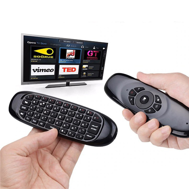 Chuột bay kiêm bàn phím mini kiêm remote điều khiển từ xa Air Mouse Keyboard C120 dùng pin sạc