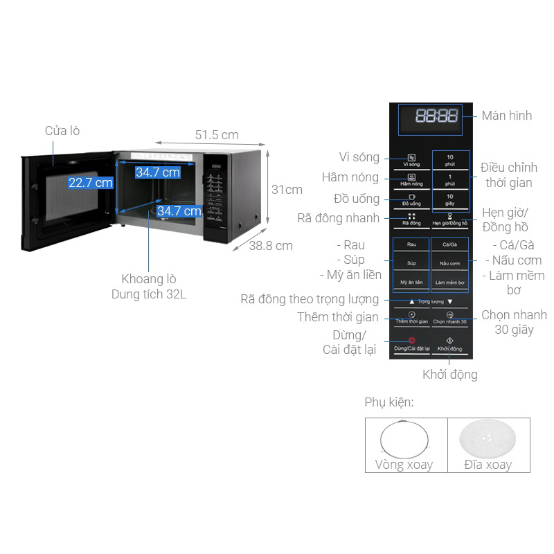 Lò Vi Sóng Inverter Panasonic NN-GT65JBYUE - Hàng Chính Hãng