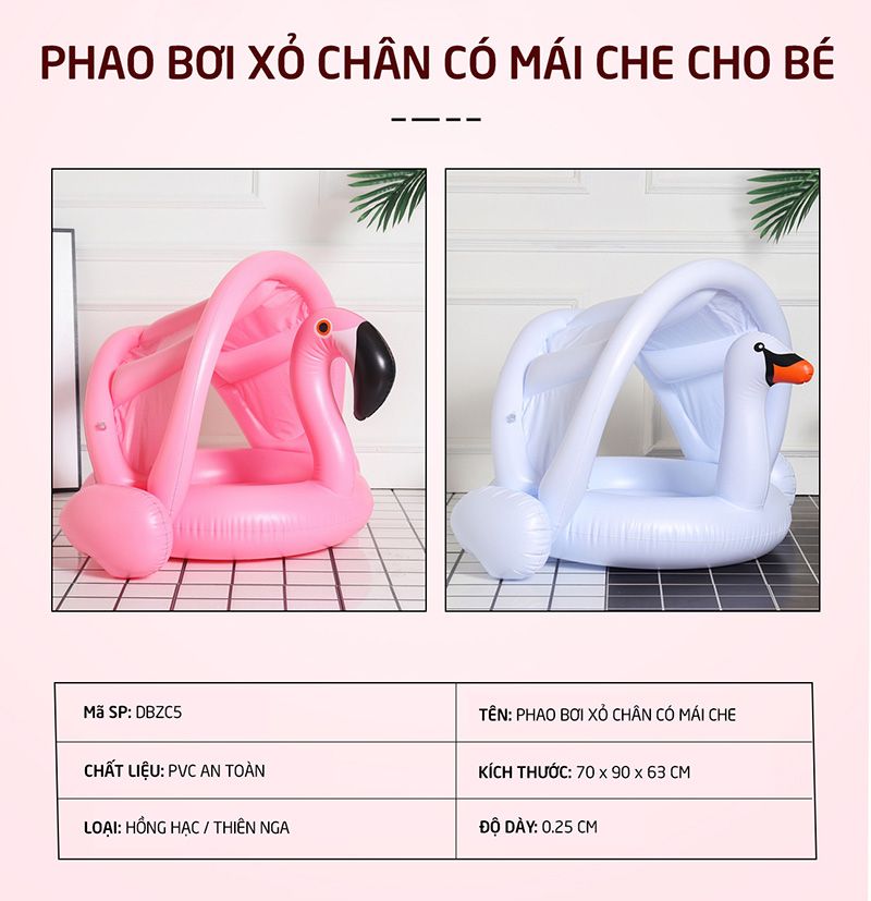 Phao bơi xỏ chân tạo hình Thiên Nga có mái che DPZC5 Sportslink