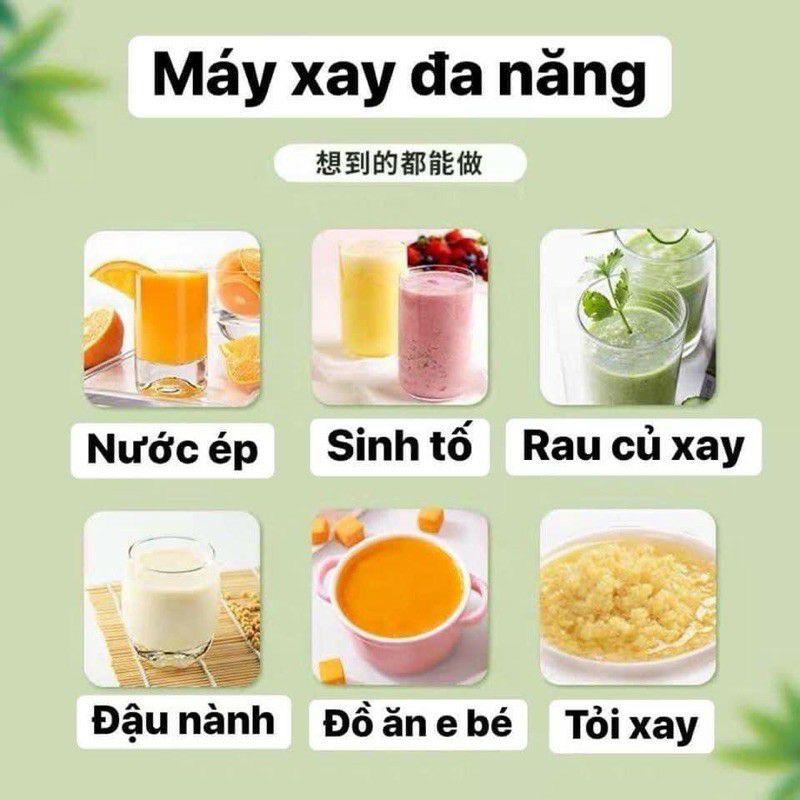 Máy xay sinh tố cầm tay mini HONGUO 6 lưỡi cực mạnh - Máy xay sinh tố mini sạc pin 300ml ép trái cây hoa quả