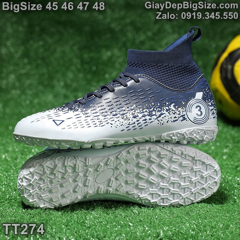 Giày đá bóng sân cỏ nhân tạo cỡ lớn 45 46 47 48 cho nam cao to chân ú bè. Big size soccer shoes for wide feet