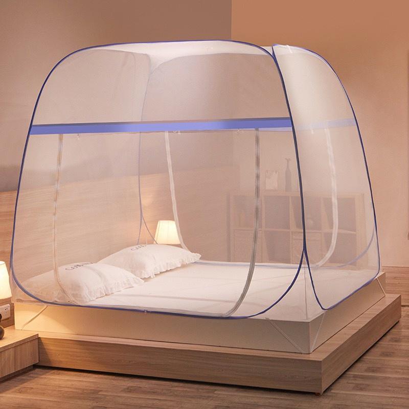Màn Tự Bung Gấp Gọn Đỉnh Vuông Trơn Thời Trang Cao Cấp Chống Muỗi Con Trùng Tối Đa