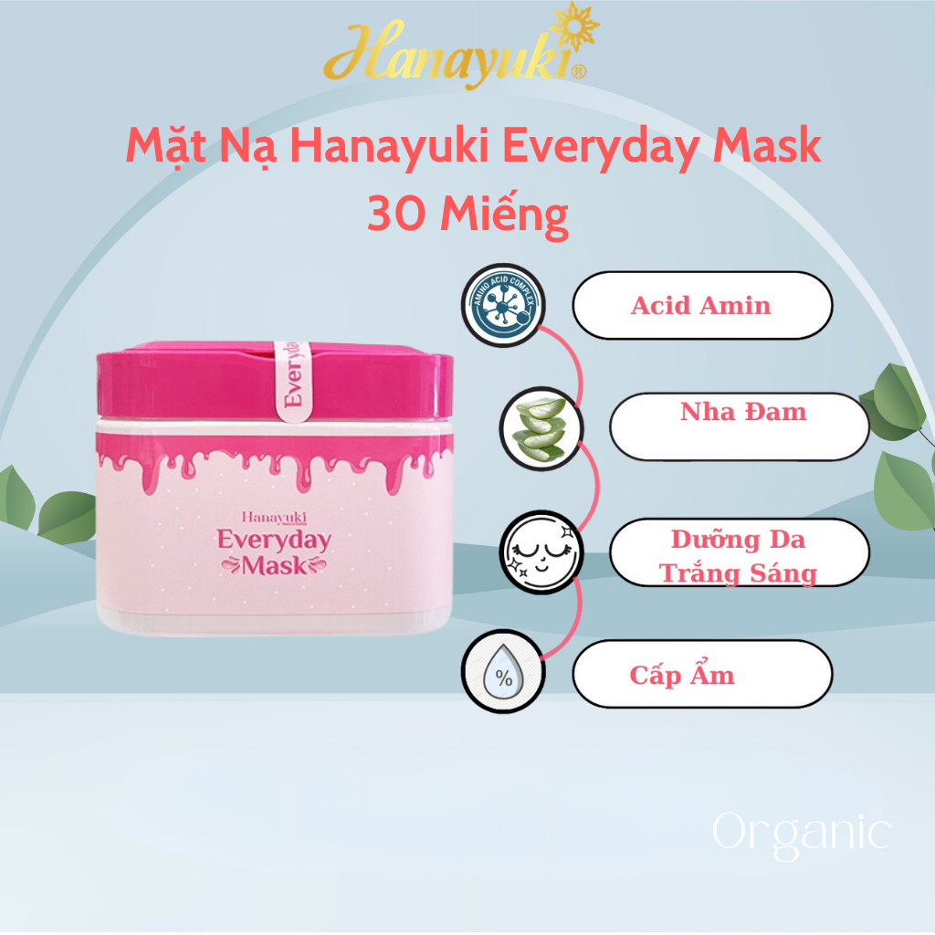 Mặt Nạ Everyday Mask Hanayuki Chính Hãng Mặt Nạ Hanayuki Dưỡng Trắng Cấp Ẩm Cho Da Căng Bóng 30 Miếng