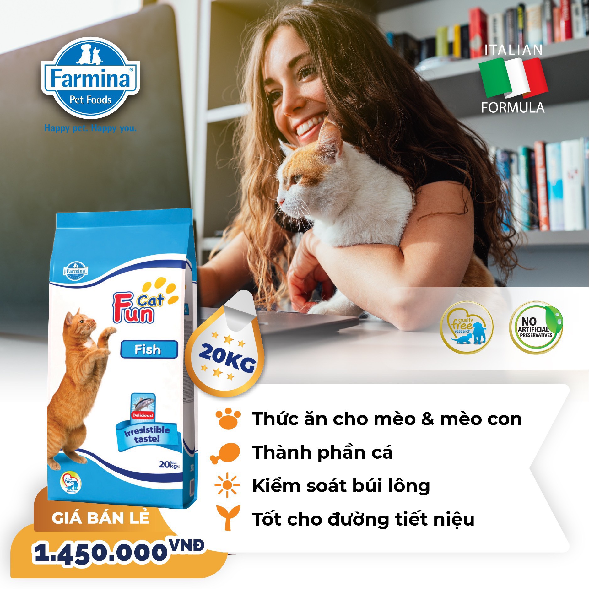 Hạt Funcat Thức Ăn Cho Mèo - Farmina Italia