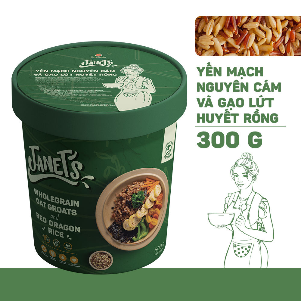 Yến mạch nguyên cám và gạo lứt huyết rồng Janet's 500g