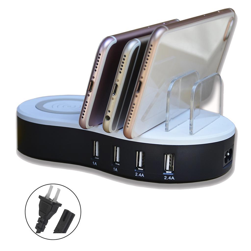 Wireless Quick Charging Station Dock 4 Ports USB W/ Mushroom Light US