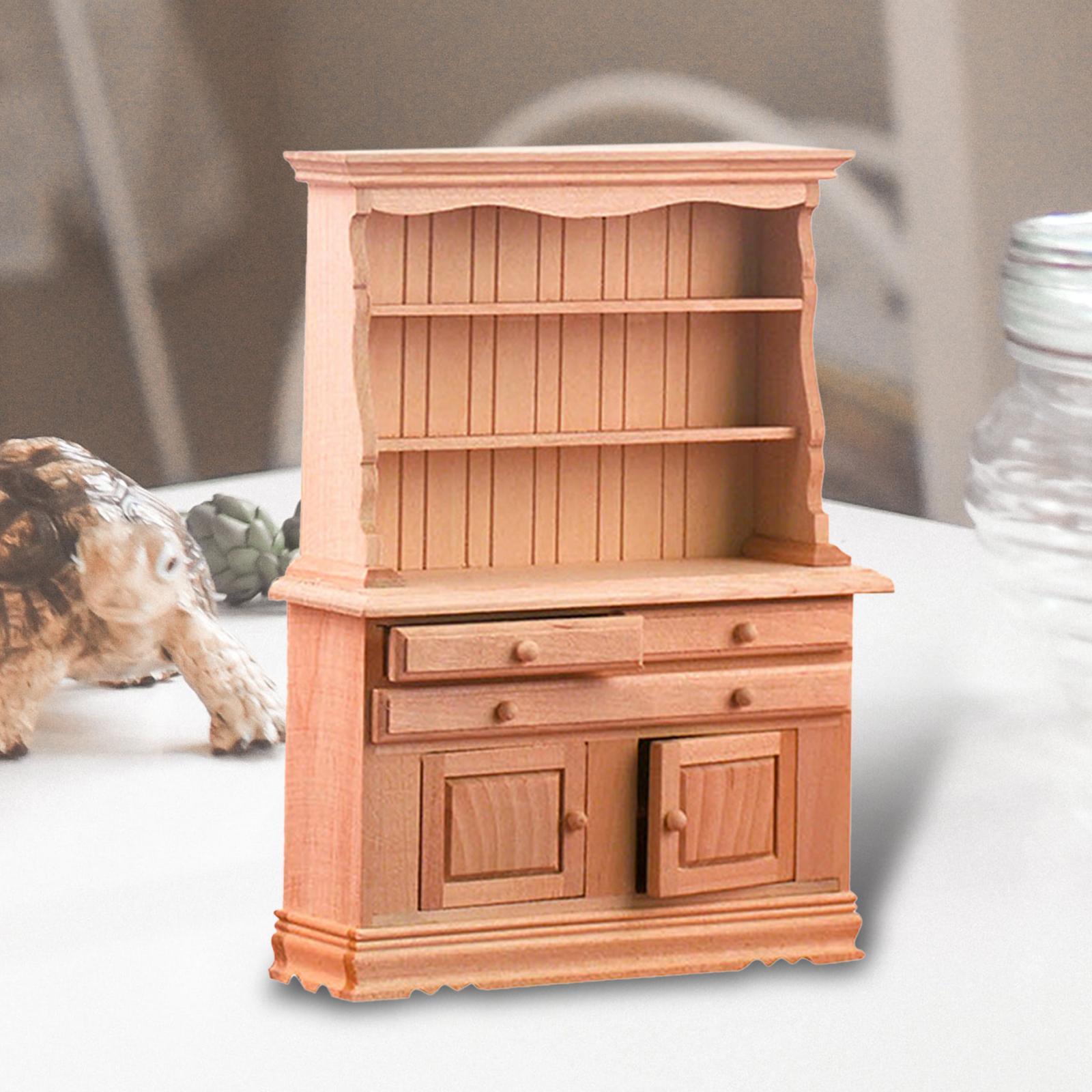 Handmade Dollhouse Cabinet Bookshelf Toy, Kids Pretend Toys Dollhouse Furniture, Dollhouse Decoration for Children Boys Girls Birthday Gifts