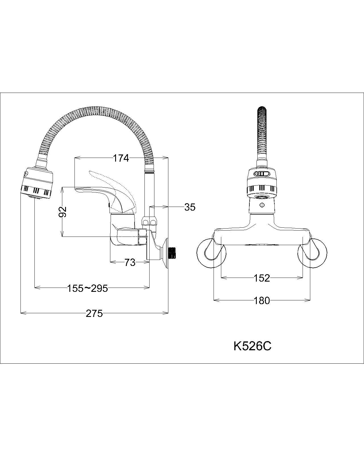 Vòi rửa bát (chén) nóng lạnh gắn tường Caesar K526C - đầu vòi hai chế độ xả