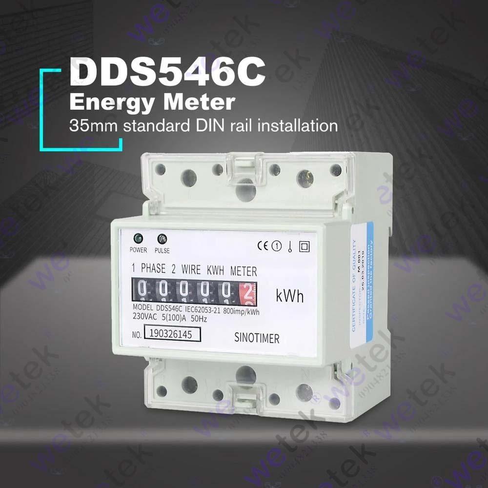 Công tơ 1 pha Sinotimer DDS546C hiển thị cơ 99999.9kWh 230Vac 5A cài DIN nhỏ gọn