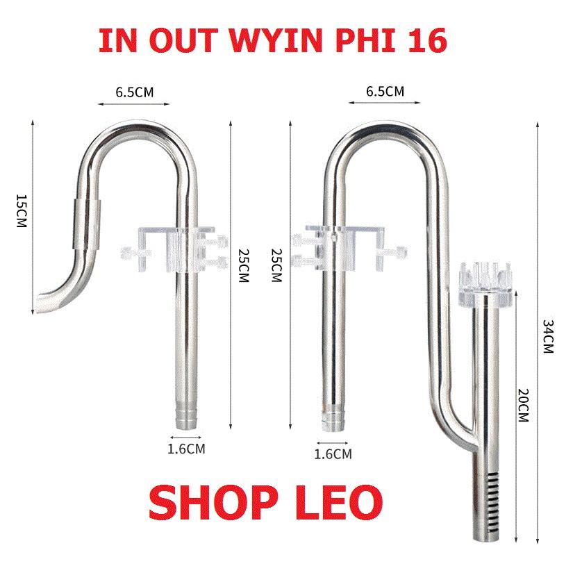 In out phi 16 lọc váng "XOAY" WYIN- đầu out xoay 360 độ - in out inox có lọc váng - bộ in out thủy sinh - shopleo