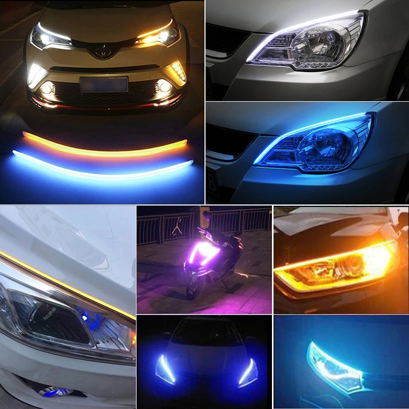 Bộ 2 dây đèn led mí xi nhan audi trang trí xe máy ô tô hiệu ứng độc đáo loại tốt chống nước lắp các xe