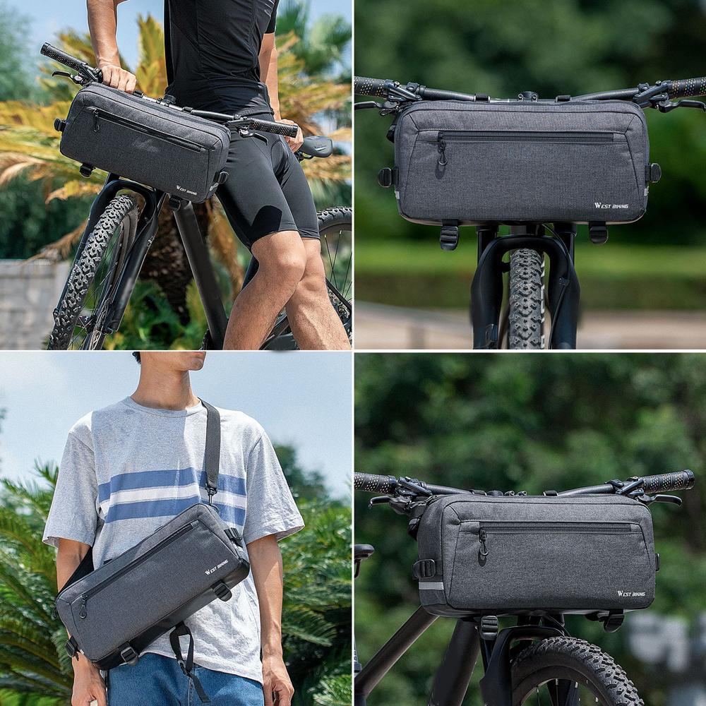 WEST BIKING 6.2L Practical Bicycle Bag Multi-use Bike Bag Bike Front Storage Bags Anti-drop Wear-resistant Crossbody Bag