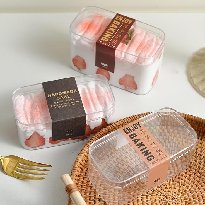 Hộp Bánh Lạnh Set 6 Hộp Tiramisu Mousse Panna Cotta Sữa Chua Bằng Mica Trong Có Nắp