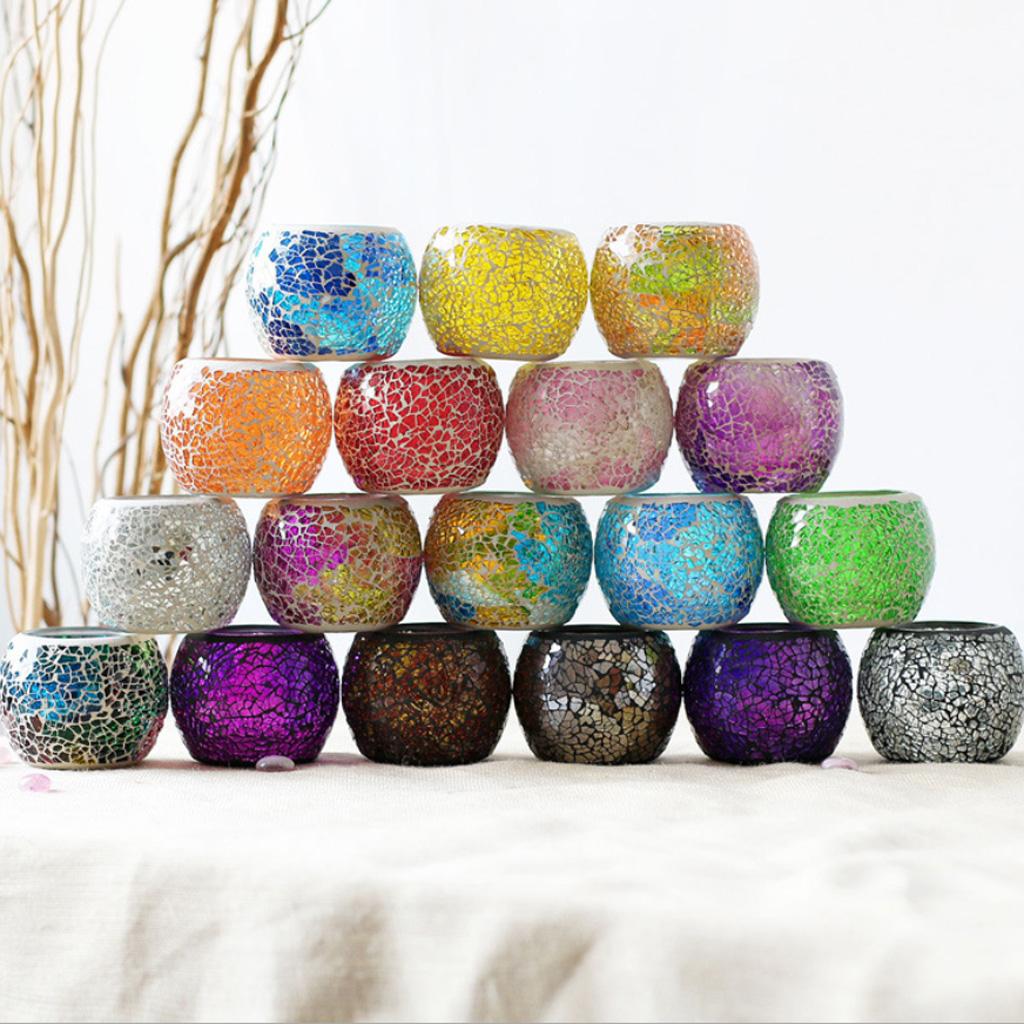 Mosaic Glass Votive Candles Tea Lights Holder Candlestick Bowl #1