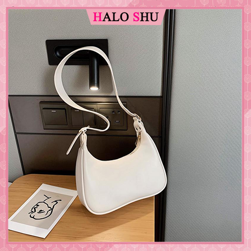 Túi xách nữ, túi đeo chéo Basic 1 dây da HALO SHU mã DC015 size 23 màu đen, trắng