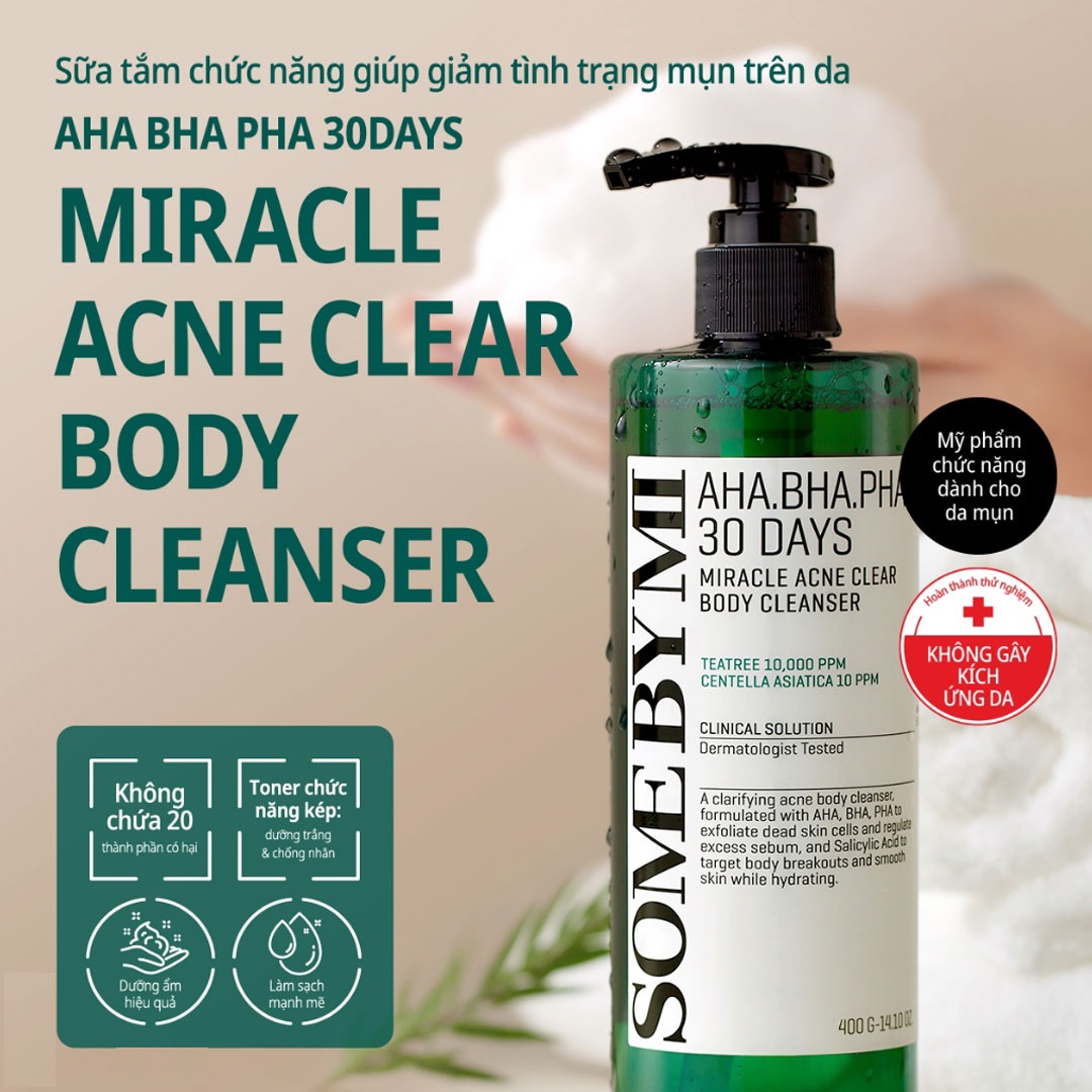 Sữa Tắm  Some By Mi AHA-BHA-PHA 30 Days Miracle Acne Clear Body Cleanser 400g