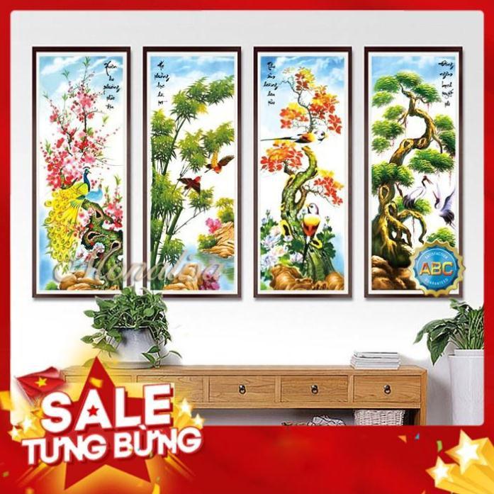 Tranh đính đá tứ quý tùng cúc trúc mai ia8198 121x75cm