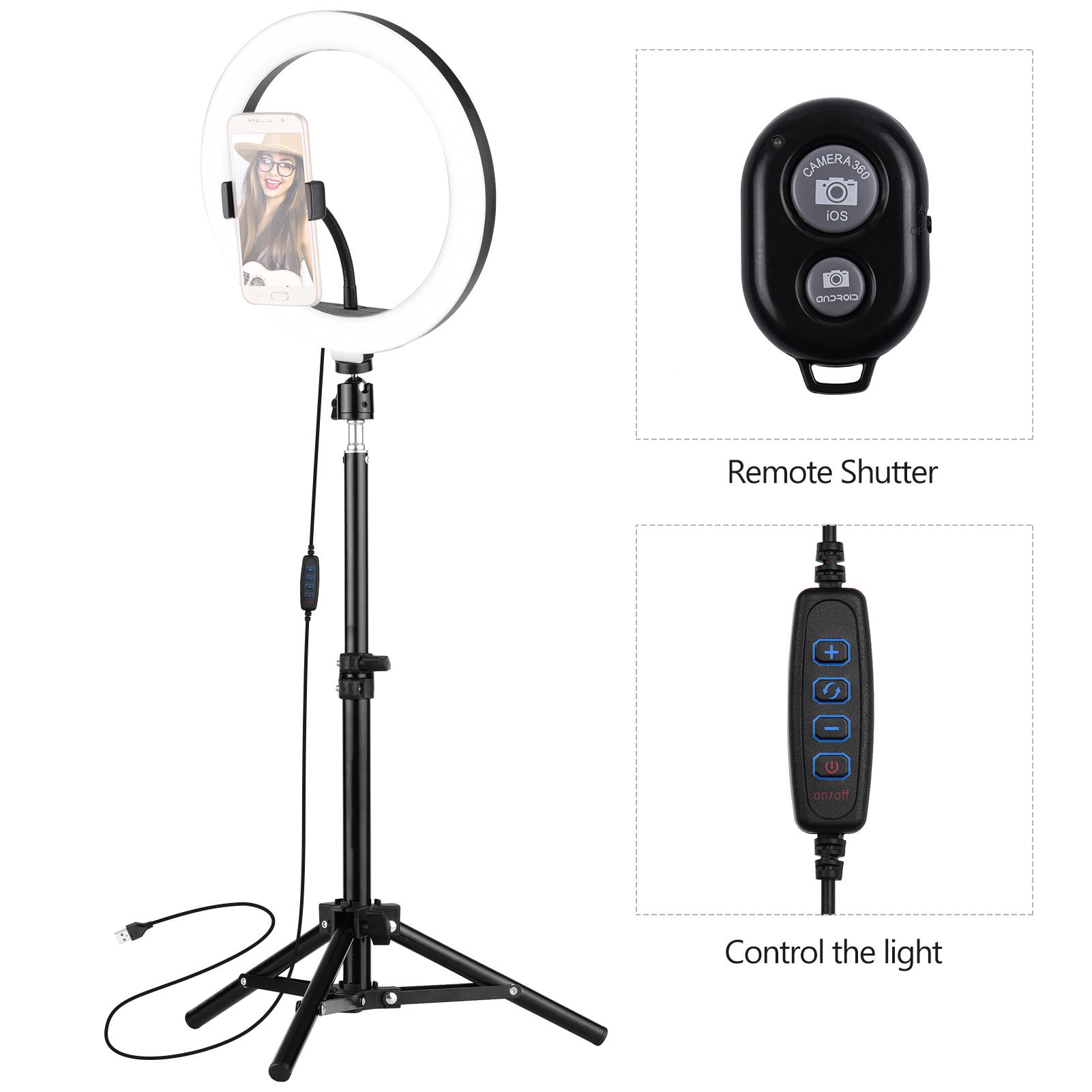 Bộ đèn chụp ảnh 10 inch LED Ring Light Bộ đèn chụp ảnh Bi-color 3000-6000K Có thể điều chỉnh độ sáng vô cấp với giá đỡ điện thoại chân máy từ xa