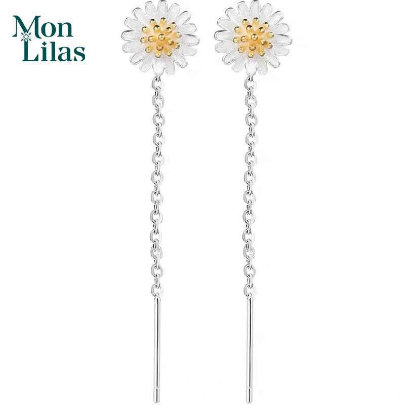 Khuyên Tai Bạc S925 Nữ Cúc Hoạ Mi Thả Dài Thanh Lịch Mon Lilas - K204009