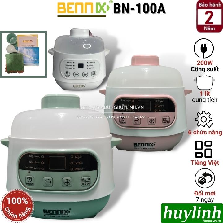 Nồi chưng yến nấu cháo chậm cách thuỷ Bennix BN-100A - dung tích 1 lít - Hàng chính hãng