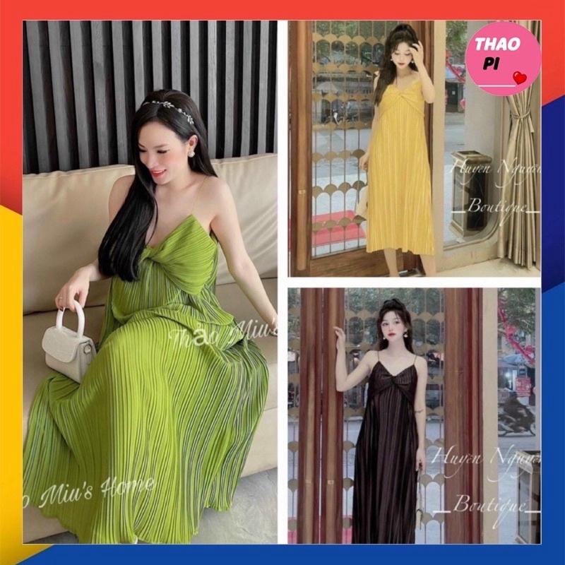 Đầm maxi hai dây nhỏ dập ly xoắn ngực siêu đẹp bkfrreship