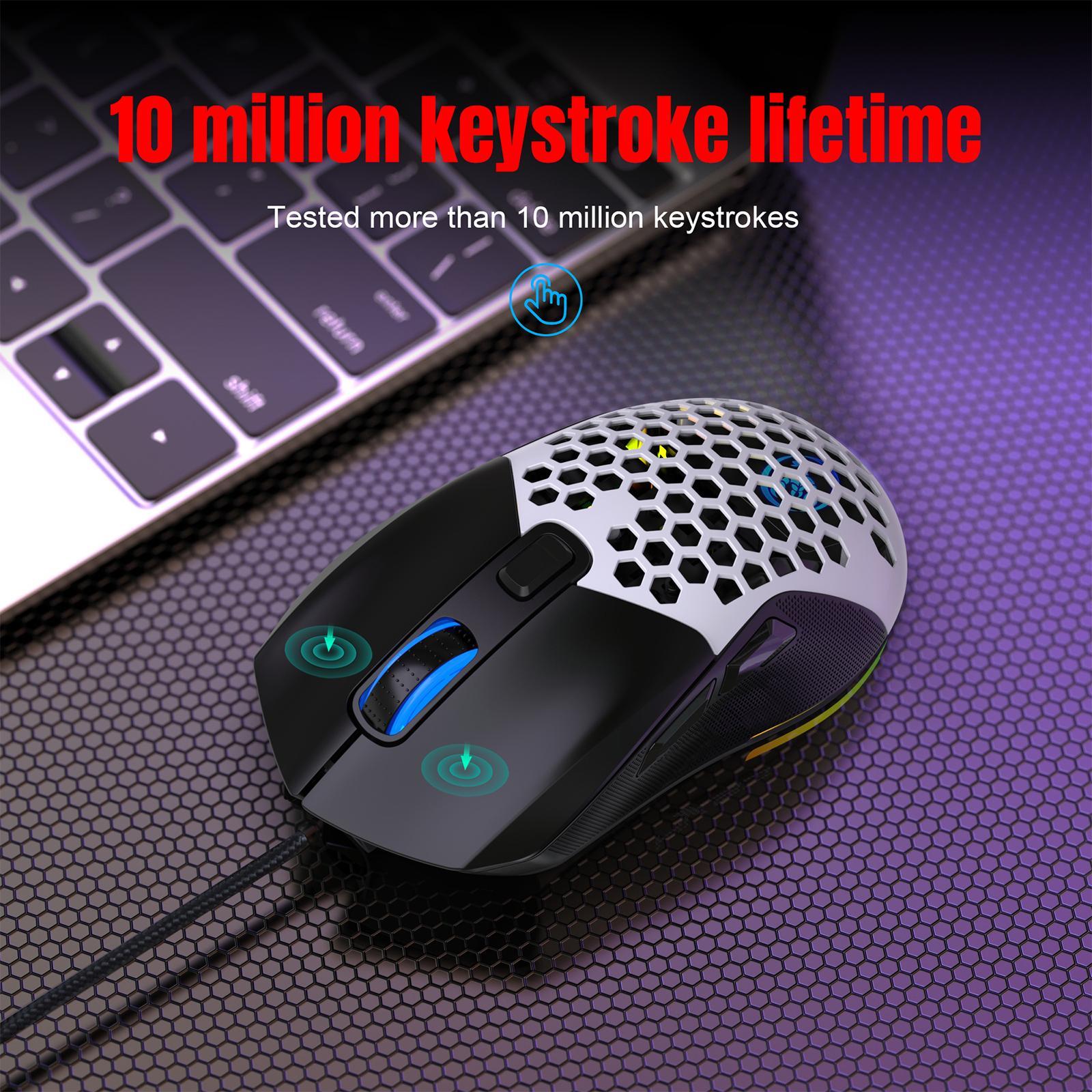 Wired Gaming Mouse Colorful LED Lights Ergonomic for Laptop
