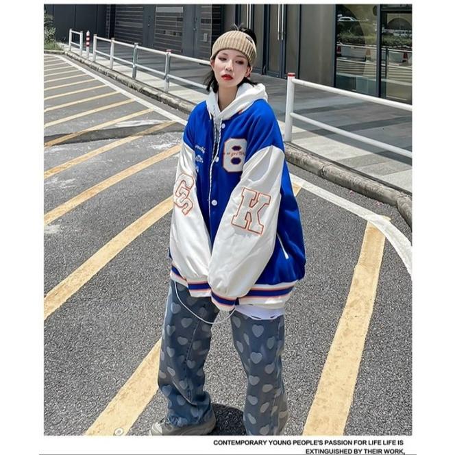 ÁO KHOÁC DÙ BOMBER 2 LỚP THÊU HOẠ TIẾT KIỂU BÓNG CHÀY FORM RỘNG UNISEX NAM NỮ,ÁO CARDIGAN VIỀN PHỐI MÀU CỰC ĐẸP
