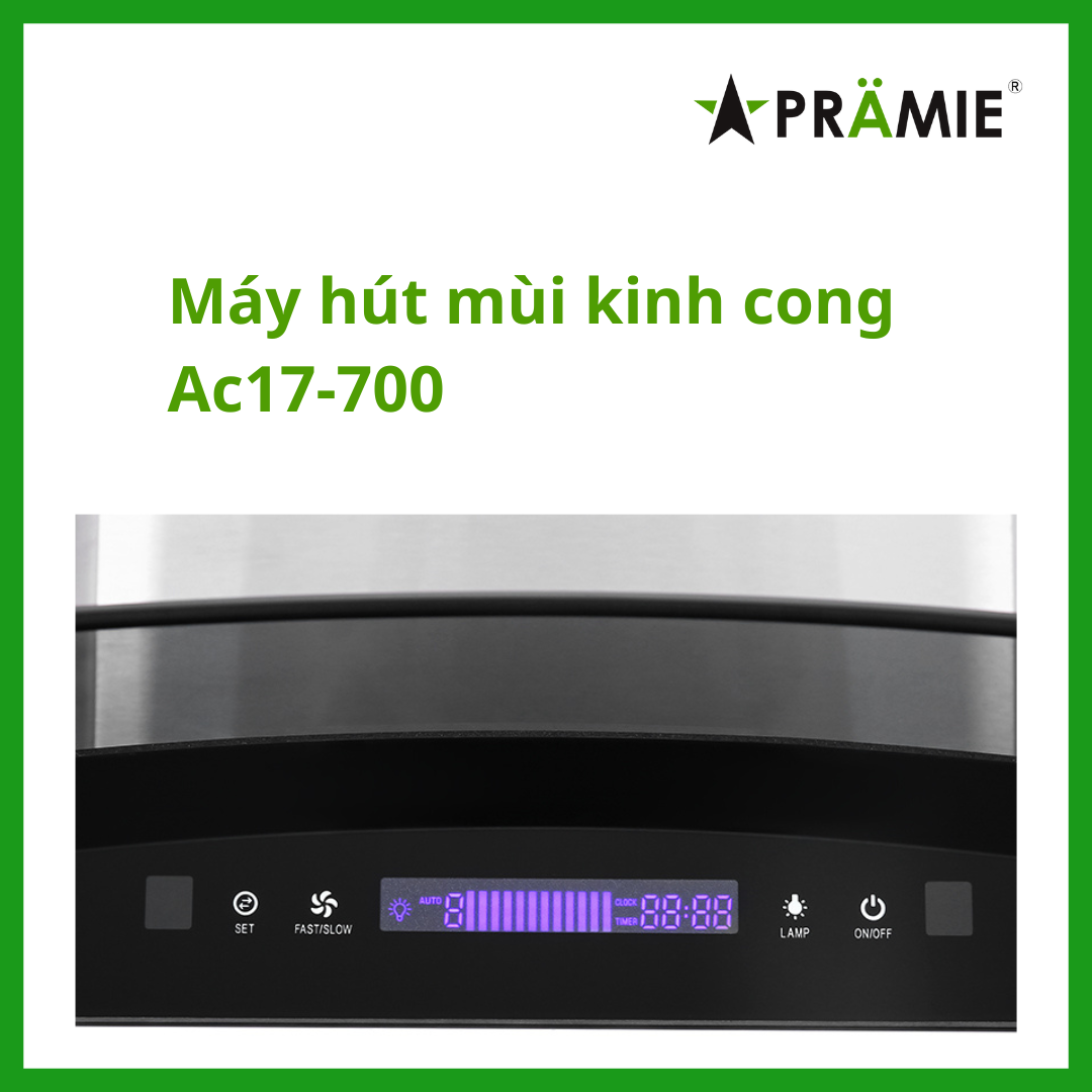 Máy hút mùi kính cong Pramie AC17-700_Vẫy tay_Hàng nhập khẩu Thái Lan