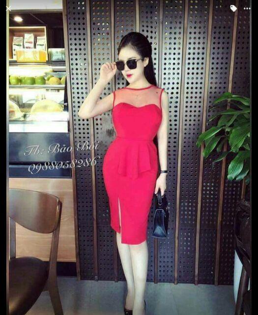 Đầm body cúp bèo đô lưới