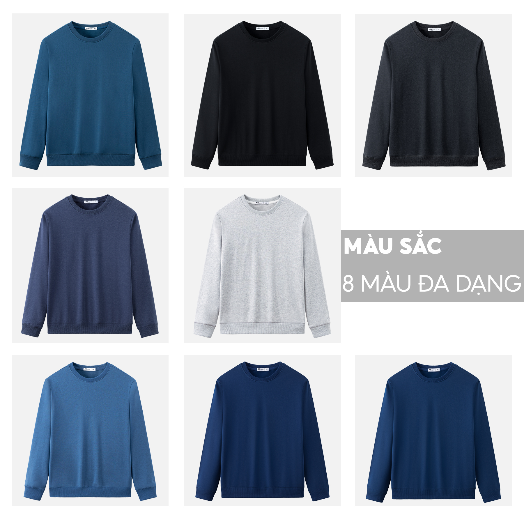 Áo Nỉ Nam Cổ Tròn 5S FASHION Nhiều Màu, Vải Cotton USA, Mềm Mại, Thiết Kế Trơn Basic Dễ Mặc