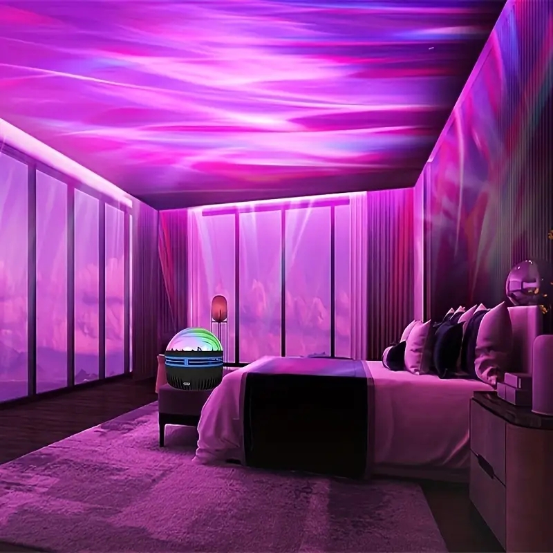 Đèn Led Galaxy Cực Quan, Decor Phòng Ngủ, Điều Khiển Từ Xa đèn Chiếu Sao, Đèn Galaxy Cực Quang Chiếu Sóng Nước theo nhạc