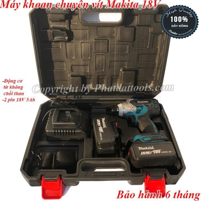 Máy khoan chuyên vít dùng pin MKT 18V - Động cơ không chổi than-2 pin sạc-Bảo hành 6 tháng