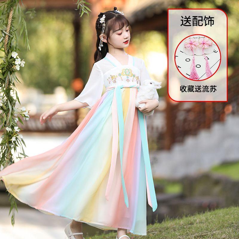 DONGSHOP Hanbok bé gái mùa hè 2023 trẻ em ăn mặc siêu tiên cổ trang váy cô gái Đường ăn mặc mùa hè ngắn tay áo