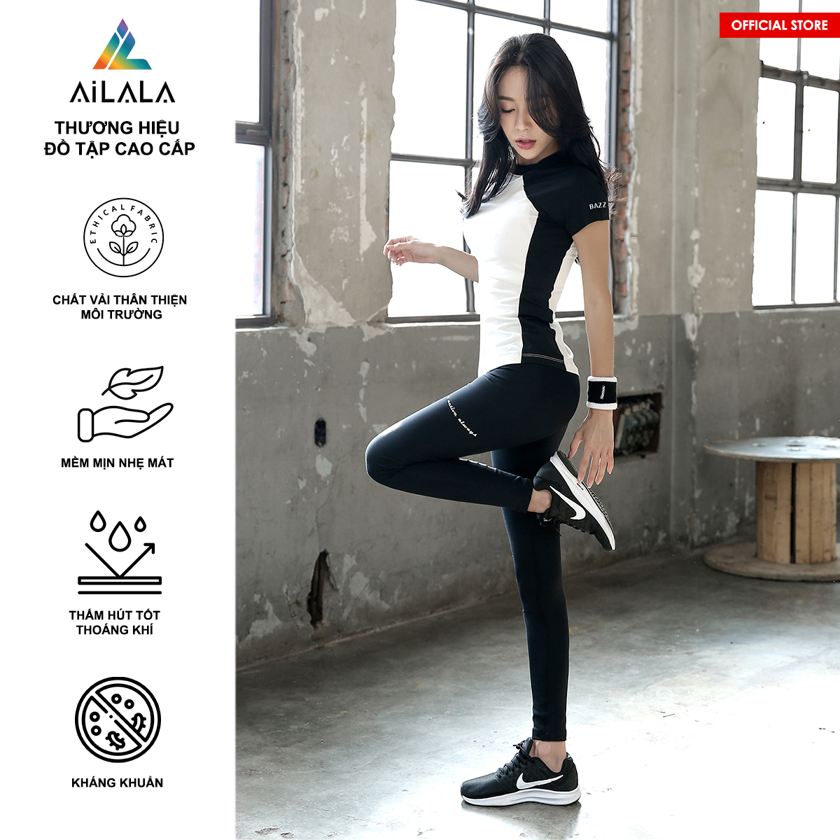 Bộ quần áo thể thao nữ AiLALA HK27, Đồ tập Yoga Gym Pilates, chất vải Hi-tech cao cấp